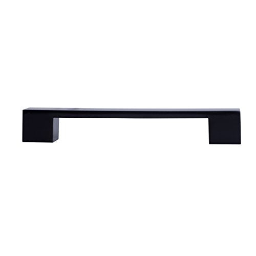 Amazon Basics Short Modern Cabinet Pull Handle, 6.38-inch Length (5-inch Hole Center), Flat Black, 10-Pack