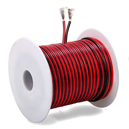 100FT 18 AWG Gauge Electrical Wire, DC 12V Hookup Red Black Copper