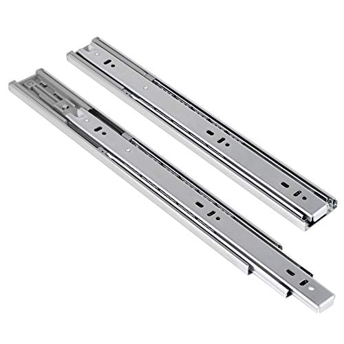 16" Side Mount Soft Closing Drawer Slides 2 Pair, Furniture Runner 3 Fold Full Extension Ball Bearing 100 LB Capacity Slides Satin Nickel Finish