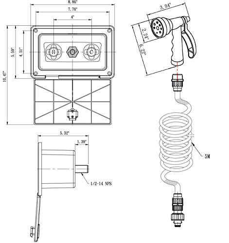 Dura Faucet DF-SA189-BK RV Exterior Quick Connect Sprayer, Hose, and Spray Box Kit (Black)