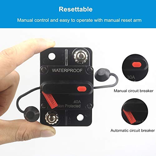 WOHHOM 40 Amp Circuit Breaker with Manual Reset 12V-36V DC Waterproof Surface Mount for Car Audio Rv Marine Boat Truck Trolling Motors, 30-300A Car Speaker Resettable Fuse