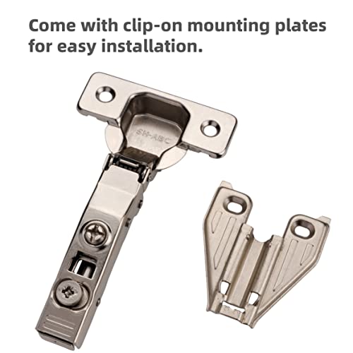 DecoBasics (20 PCS) Full Overlay Soft Close Cabinet Hinges for Kitchen Cabinets - 105° Face Frame Concealed Cabinet Door Hinge -3 Way Adjustability -Clip on Plate & Matching Screw 4 Easy Installation