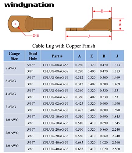 10pcs 6 Gauge 6 AWG x 5/16” Pure Copper Cable Lug Terminal Ring Connectors with Dual Wall Adhesive Lined Red + Black Heat Shrink Tubing – by WNI