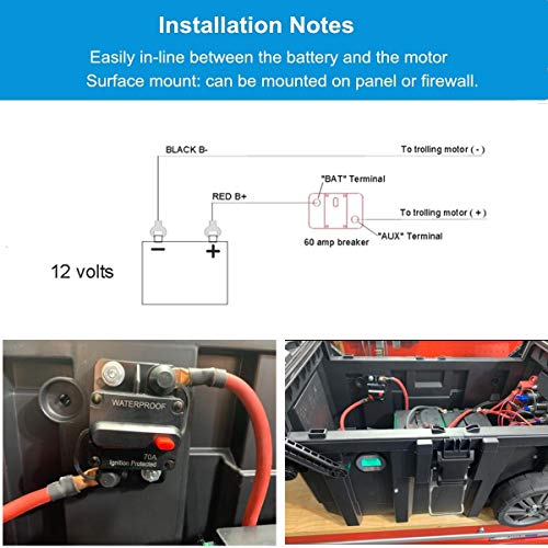 WOHHOM 40 Amp Circuit Breaker with Manual Reset 12V-36V DC Waterproof Surface Mount for Car Audio Rv Marine Boat Truck Trolling Motors, 30-300A Car Speaker Resettable Fuse