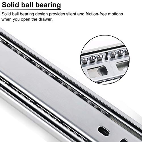 16" Side Mount Soft Closing Drawer Slides 2 Pair, Furniture Runner 3 Fold Full Extension Ball Bearing 100 LB Capacity Slides Satin Nickel Finish